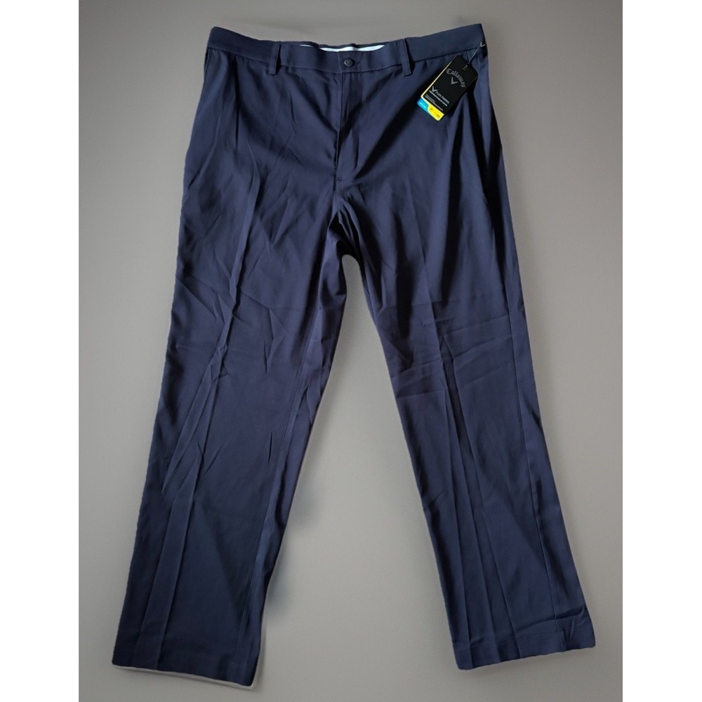 New Callaway Golf Pants Trousers Stretch SPF Blue Embroidered V Logo 38x32 JBHS